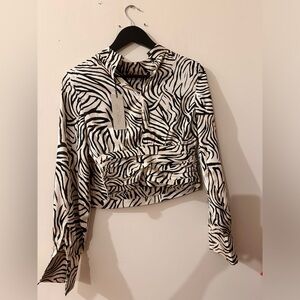 Zebra designs Rachel Zoe long sleeve blouse size XS, NWT